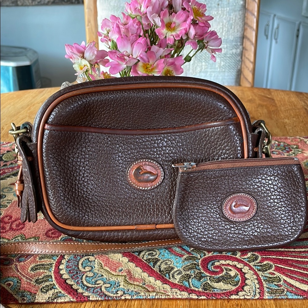 Vintage Dooney & Bourke AWL Brown Crossbody Bag with Coin Pouch